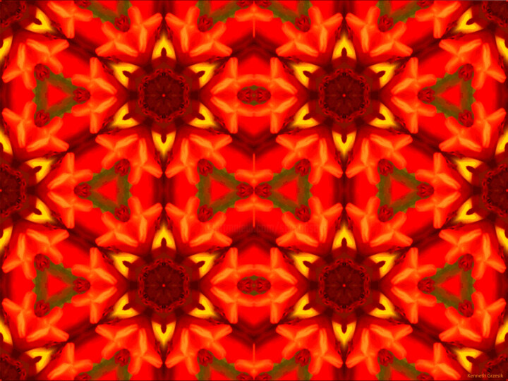 Digital Arts titled "Kaleidoscope Geomet…" by Ken Grzesik, Original Artwork, Digital Painting