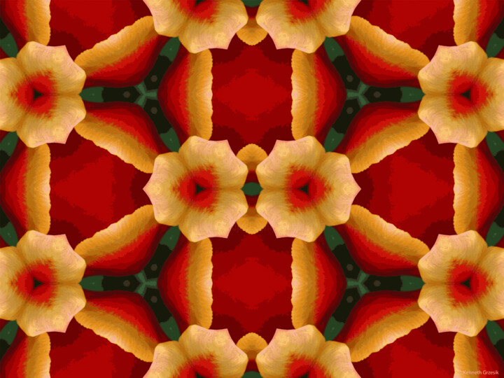 Digital Arts titled "Kaleidoscope Geomet…" by Ken Grzesik, Original Artwork, Digital Painting