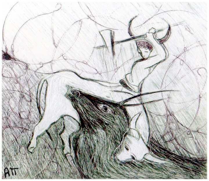 绘画,  3.9x4.3 in 