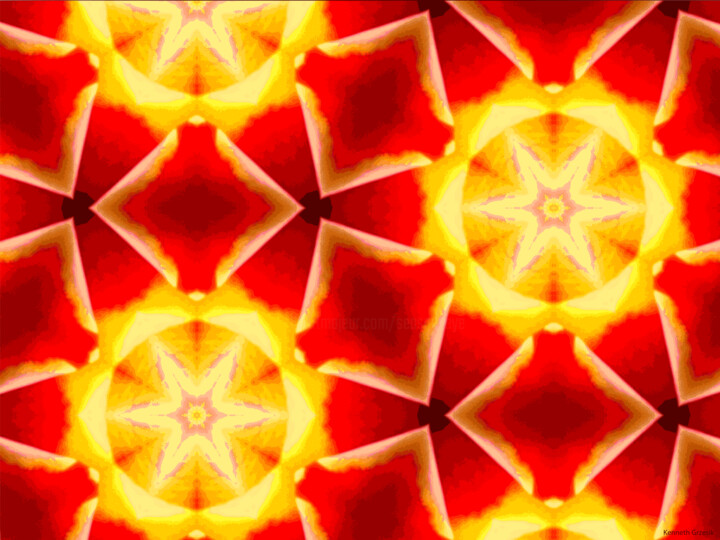 Digital Arts titled "Kaleidoscope Geomet…" by Ken Grzesik, Original Artwork, Digital Painting