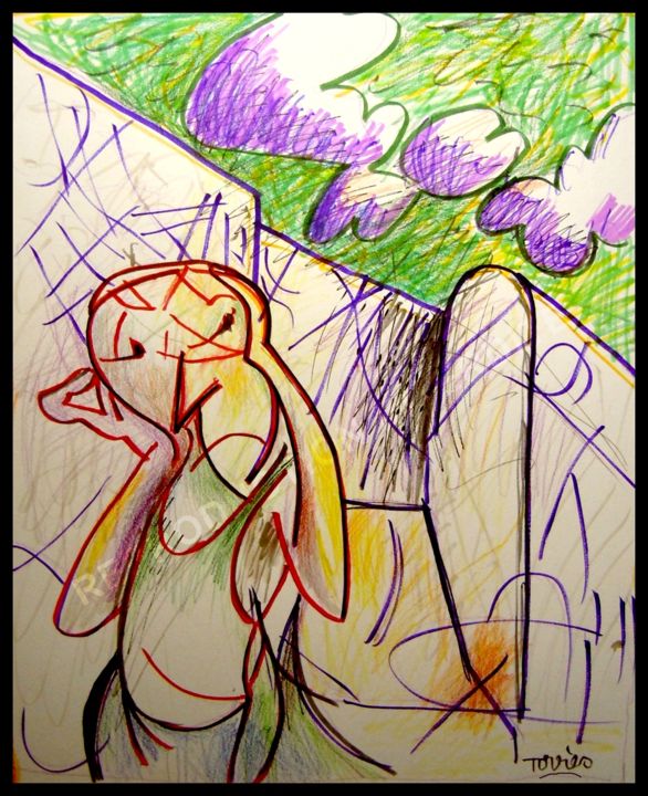 Le bruit que fait l'orage (the sound of thunder) Drawing, 20.5x16.3 in