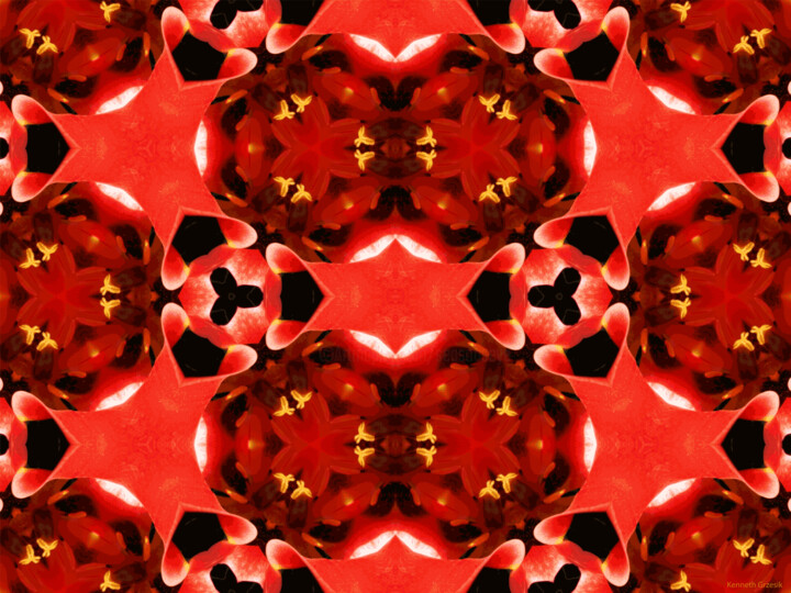 Digital Arts titled "Kaleidoscope Geomet…" by Ken Grzesik, Original Artwork, Digital Painting