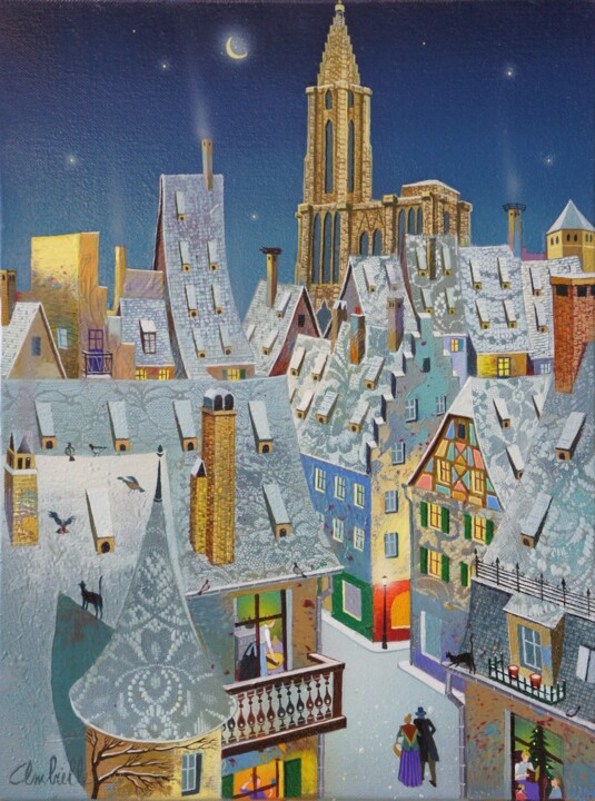Peinture intitulée "A L'OMBRE DE LA CAT…" par Bernard Ambielle, Œuvre d'art originale, Huile