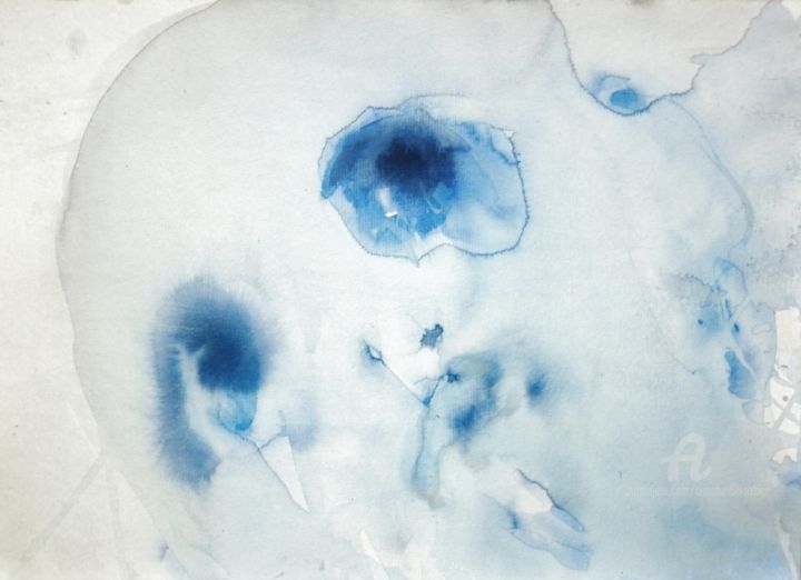 Peinture intitulée "Petit être au masqu…" par Constance Robine, Œuvre d'art originale, Encre