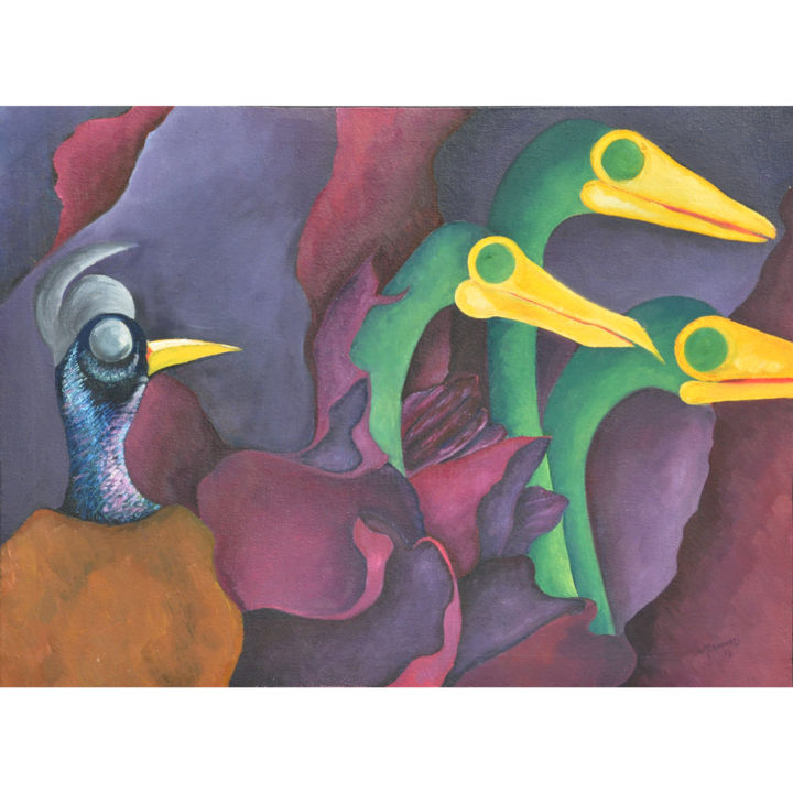 Painting titled "The followers" by Ruknuddin Ahmad, Original Artwork, Oil