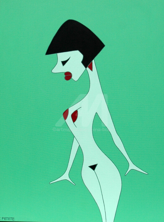 Malerei mit dem Titel "Ete Petete in grün" von Nina Boos, Original-Kunstwerk, Acryl