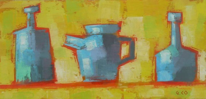 Peinture intitulée "Poteries" par Gérard Cottereau, Œuvre d'art originale, Huile