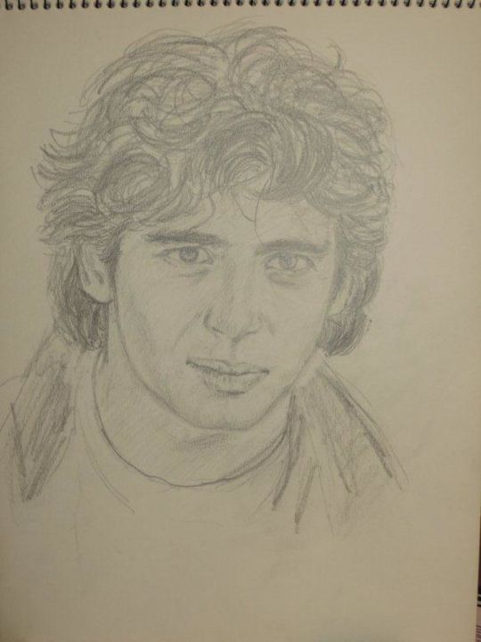 Dessin intitulée "patrick bruel" par Chantal Martin (chm), Œuvre d'art originale, Conté