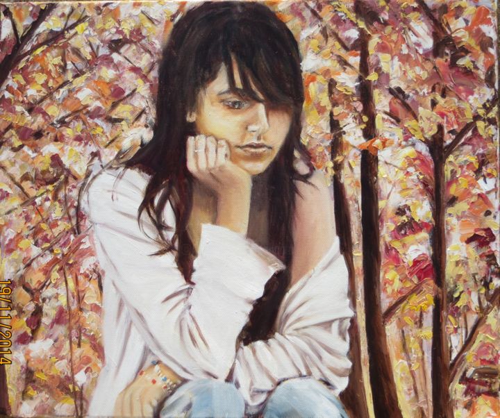 Peinture intitulée "MELANCOLIE.jpg" par Chantal Martin (chm), Œuvre d'art originale, Huile
