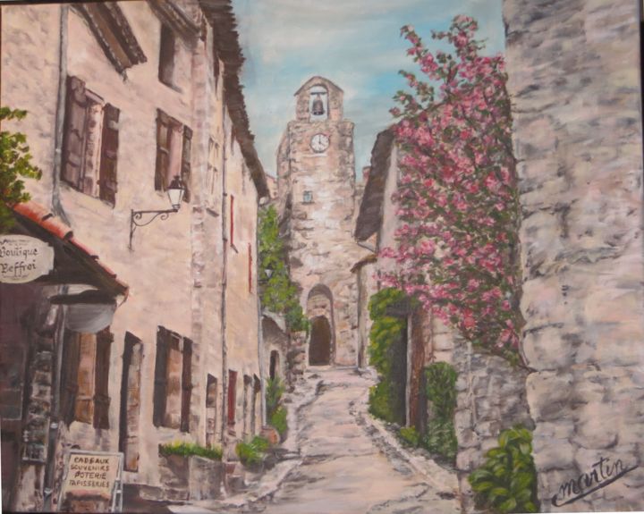 Peinture intitulée "bruniquel-le-beffro…" par Chantal Martin (chm), Œuvre d'art originale, Acrylique