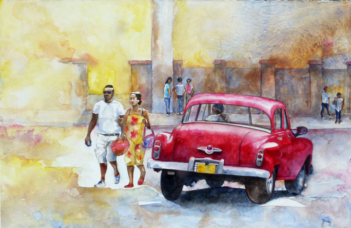 DEVANT LE QUARTIER CHINOIS 绘画, 23.6x36.2 in