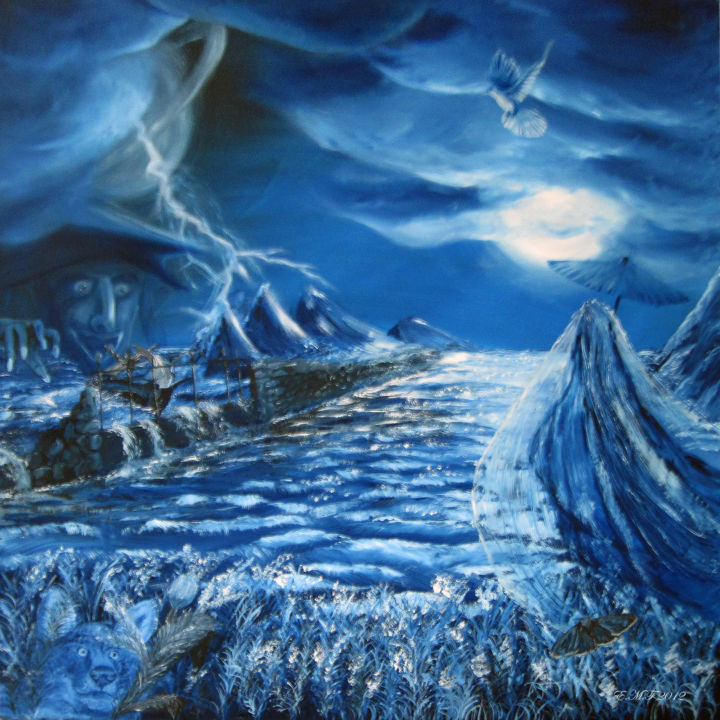 Peinture intitulée "Clair de Lune" par Emmanuelle Menny Fleuridas, Œuvre d'art originale, Huile Monté sur Châssis en bois