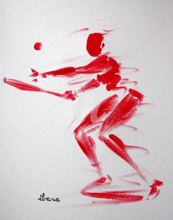 tennis-dessin-calligraphique 绘画, 19.7x15.8 in
