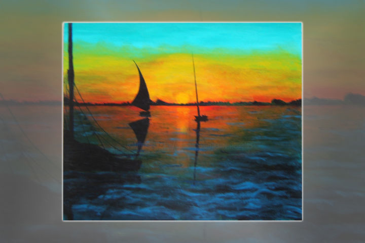 Peinture intitulée "Coucher de soleil s…" par Emmanuelle Menny Fleuridas, Œuvre d'art originale, Acrylique