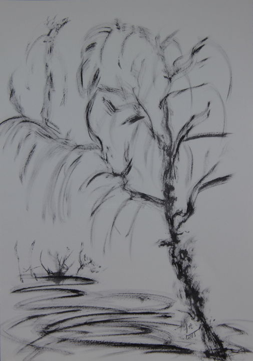 绘画 标题为“L'ARBRE SEUL ( en a…” 由Jeannette Allary, 原创艺术品, 墨