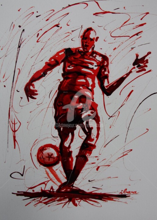 football-n-45-dessin-d-ibara-a-l-encre-rouge-et-sanguine-sur-papier-aquarelle-300gr-format-30cm-sur-42cm.jpg 图画, 16.5x11.8 in