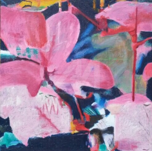 Malerei mit dem Titel "Jardin sucré" von Anne Maury, Original-Kunstwerk, Öl