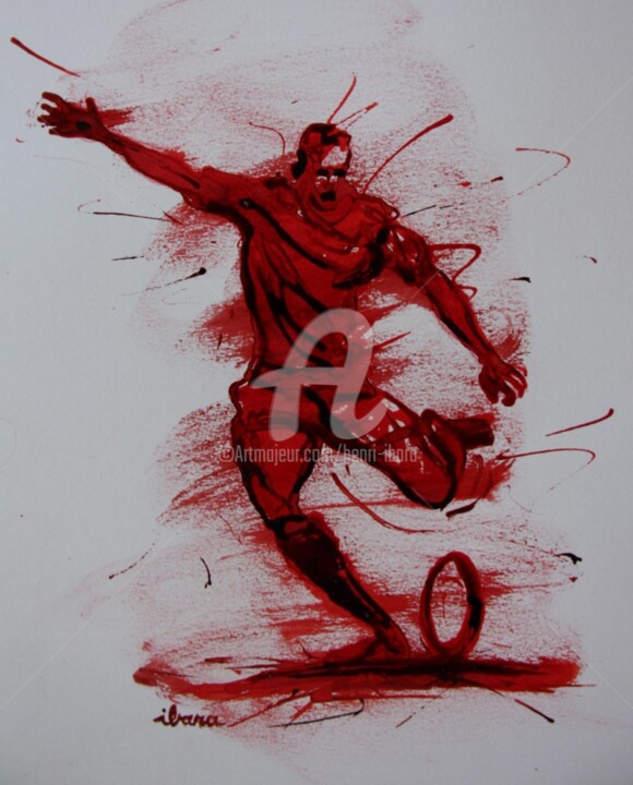 rugby-n-15-dessin-d-ibara-encre-rouge-et-sanguine-sur-papier-aquarelle-format-30cm-sur-42cm.jpg 图画, 16.5x11.8 in