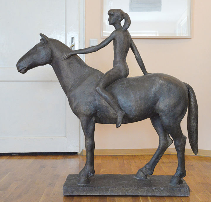 Sculpture titled "riding-girl.jpg" by Ivan Totev, Original Artwork, Metals