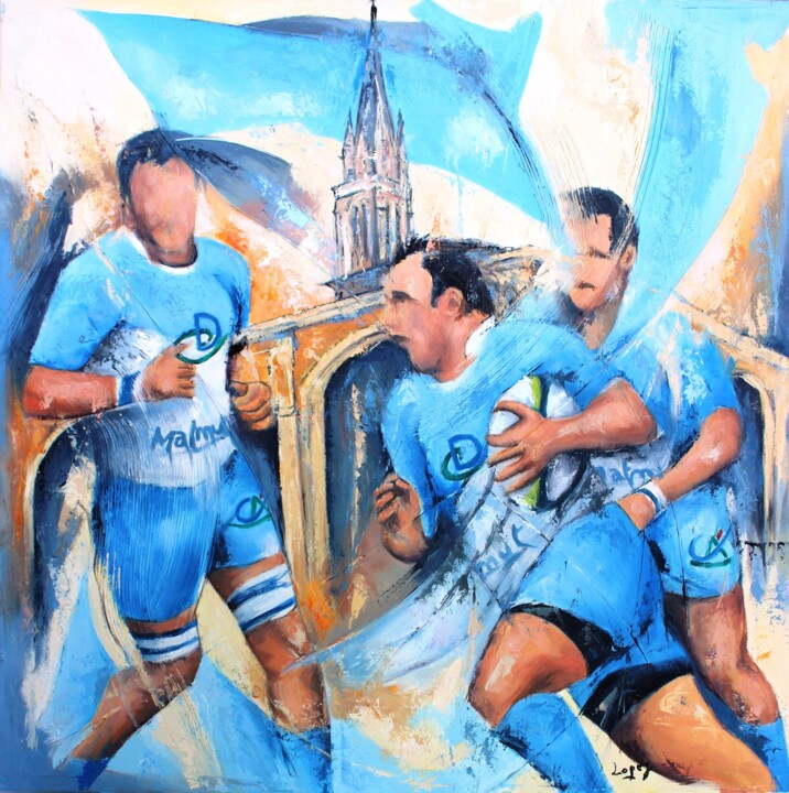Rugby à Valence d'Agen 绘画, 23.6x23.6 in