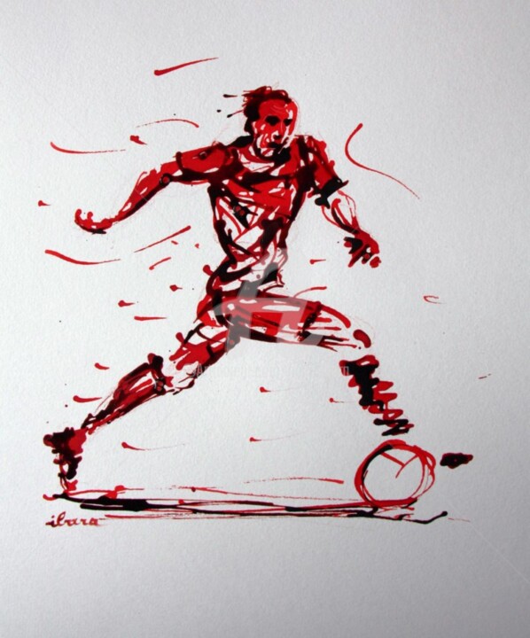 football-n-52-dessin-d-ibara-a-l-encre-rouge-et-sanguine-sur-papier-aquarelle-300gr-format-30cm-sur-42cm.jpg 图画, 16.5x11.8 in