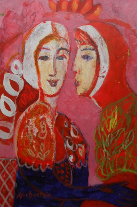 Pintura titulada "LES JUMELLES" por Mchartrie, Obra de arte original, Acrílico Montado en Cartulina