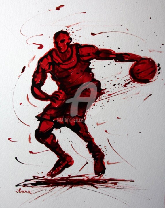 basket-n-14-dessin-d-ibara-a-l-encre-rouge-et-sanguine-sur-papier-aquarelle-300gr-format-30cm-sur-42cm.jpg 图画, 19.7x15.8 in