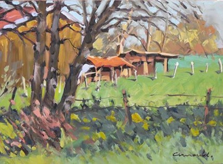 "Cabanes à Ménarmont…" başlıklı Tablo Christian Arnould tarafından, Orijinal sanat, Petrol