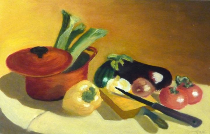 Peinture intitulée "ratatouille" par Nadine Bichon, Œuvre d'art originale, Huile