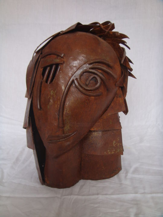 Sculptuur getiteld "Rostro cubista" door Jako Fernández J.Isaac P.Sánchez, Origineel Kunstwerk