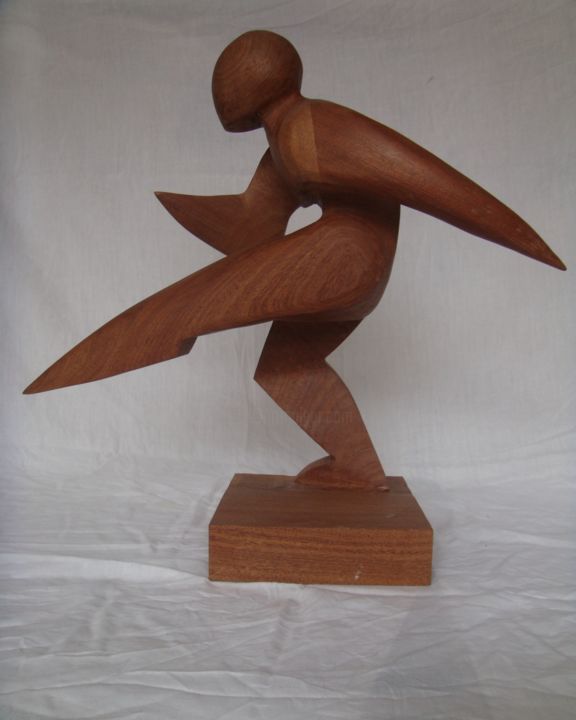 Sculptuur getiteld "futbolista" door Jako Fernández J.Isaac P.Sánchez, Origineel Kunstwerk, Hout