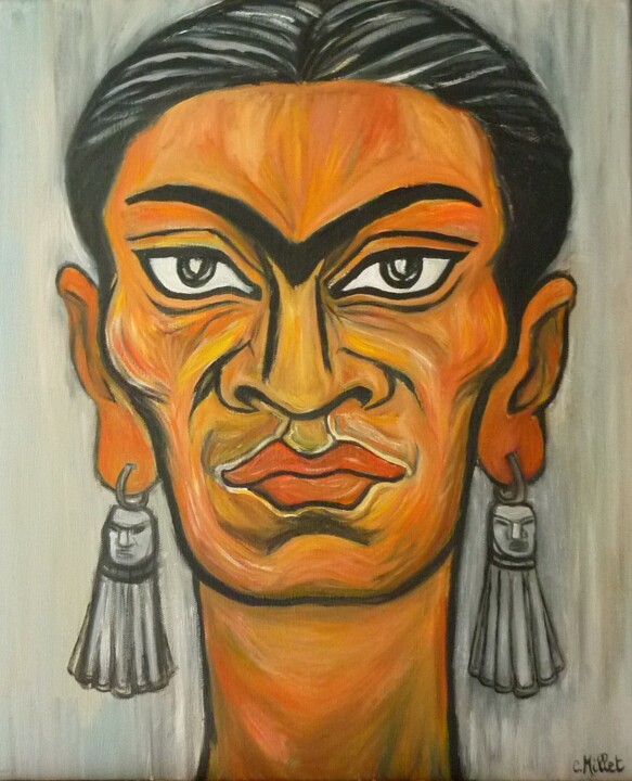 Peinture intitulée "Portrait de Frida K…" par Cindy Millet, Œuvre d'art originale, Huile
