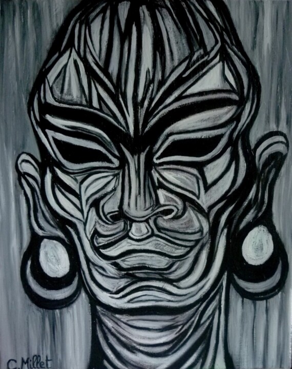Peinture intitulée "Le Masque de Frida" par Cindy Millet, Œuvre d'art originale, Huile