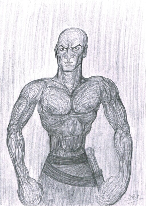 Dessin intitulée "Samouraï des Temps…" par Cindy Millet, Œuvre d'art originale, Crayon