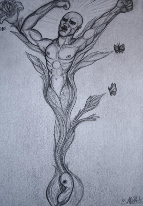 Dessin intitulée "Germinal ou l'éveil…" par Cindy Millet, Œuvre d'art originale, Crayon