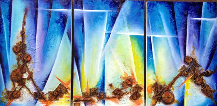 Painting titled "triptico" by Luz Angela Cruz, Original Artwork, Oil