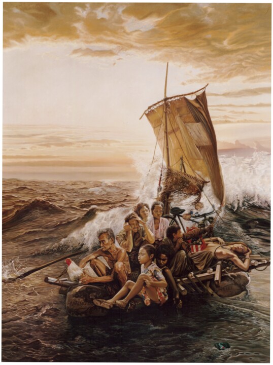 Peinture intitulée "le-radeau.jpeg" par Alain Bazard, Œuvre d'art originale, Émail