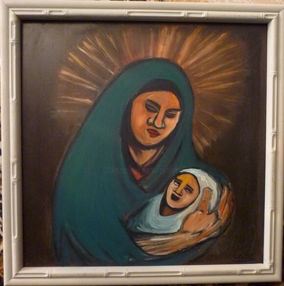 Peinture intitulée "Petite Vierge à l'E…" par Cindy Millet, Œuvre d'art originale, Huile