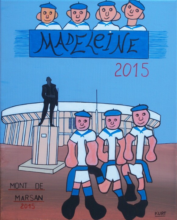 Tableau Naif Féria de la Madeleine à Mont de Marsan 2015 绘画, 15.8x11.8 in