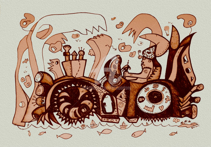 Un tour en voiture ? 图画, 11.7x16.5 in