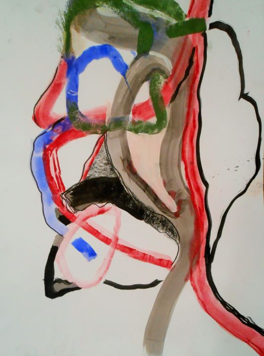 Drawing titled "encre de chine et g…" by Tatiana Anikina, Original Artwork