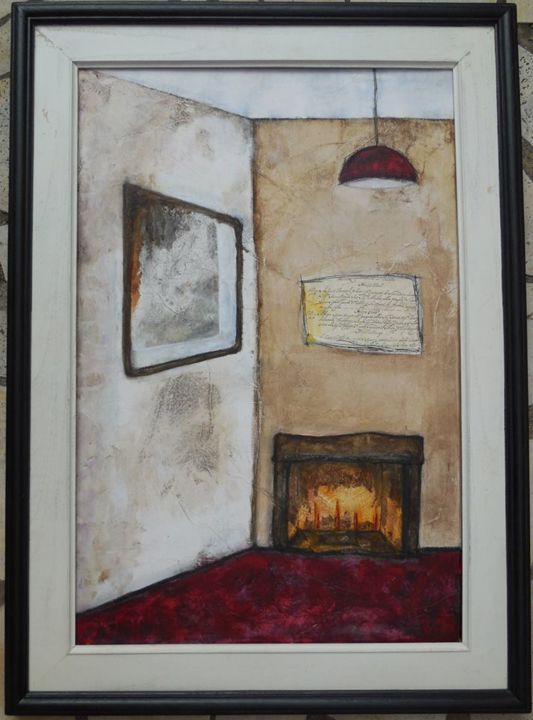 Pintura titulada "Cheminée" por Géraldine Rey-Deschamps, Obra de arte original
