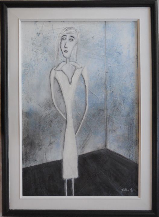 Pintura titulada "La Chambre Bleue" por Géraldine Rey-Deschamps, Obra de arte original, Acrílico