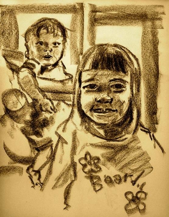 Desenho intitulada "Sisters" por Ralph Papa, Obras de arte originais, Outro