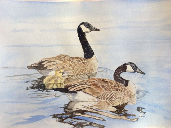 Malerei mit dem Titel "Sunday swim" von Dermot Brennan Brennan, Original-Kunstwerk, Aquarell