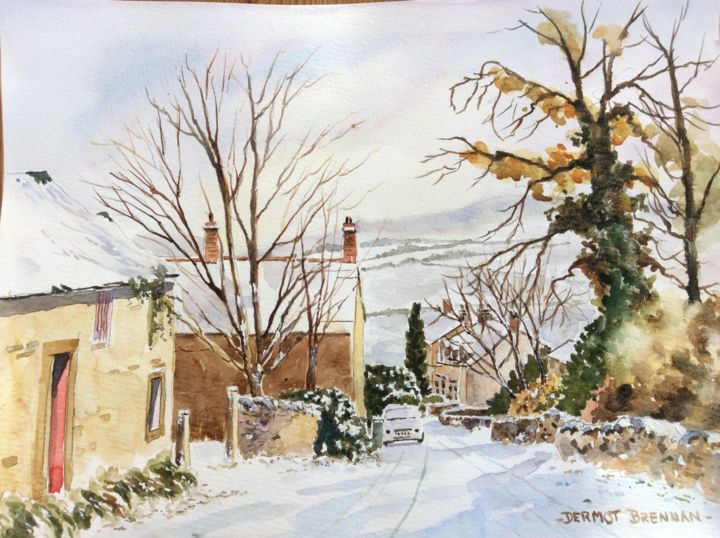 Malerei mit dem Titel "Winter landscape" von Dermot Brennan Brennan, Original-Kunstwerk, Aquarell