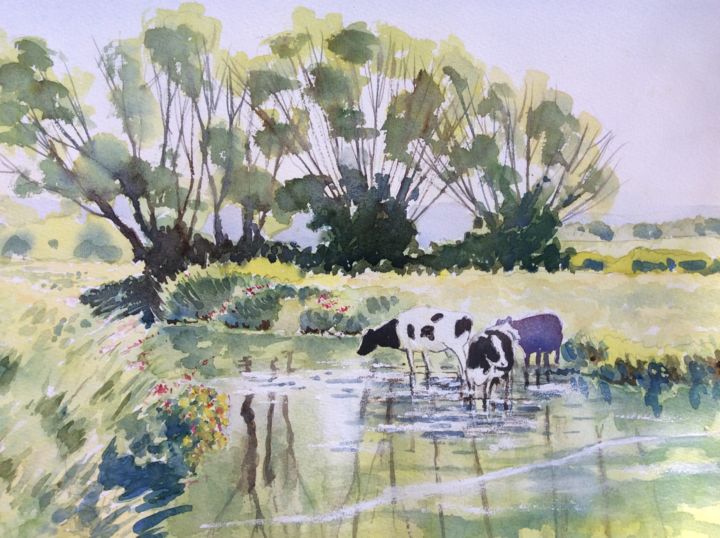 Malerei mit dem Titel "Perfect day in Irel…" von Dermot Brennan Brennan, Original-Kunstwerk, Aquarell