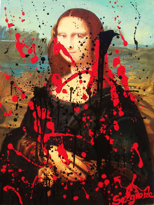 Schilderij getiteld "Arte contro" door Sergio Carcereri, Origineel Kunstwerk, Olie Gemonteerd op Frame voor houten brancard
