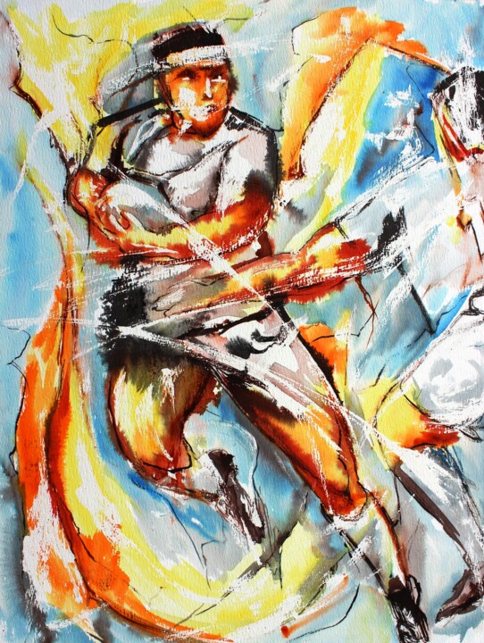 Rugby au cordeau 绘画, 18.9x14.2 in