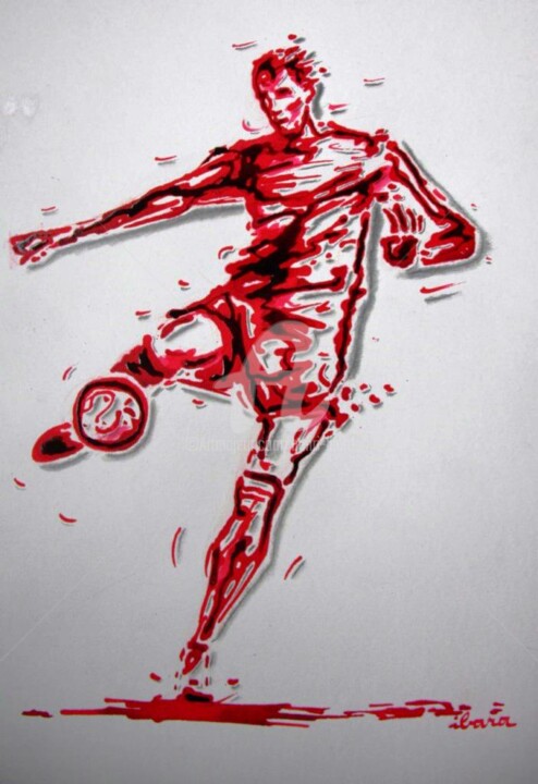football-n-66-dessin-d-ibara-a-l-encre-rouge-sanguine-et-crayon-sur-papier-aquarelle-300gr-format-30cm-sur-42cm.jpg 图画, 19.7x15.8 in